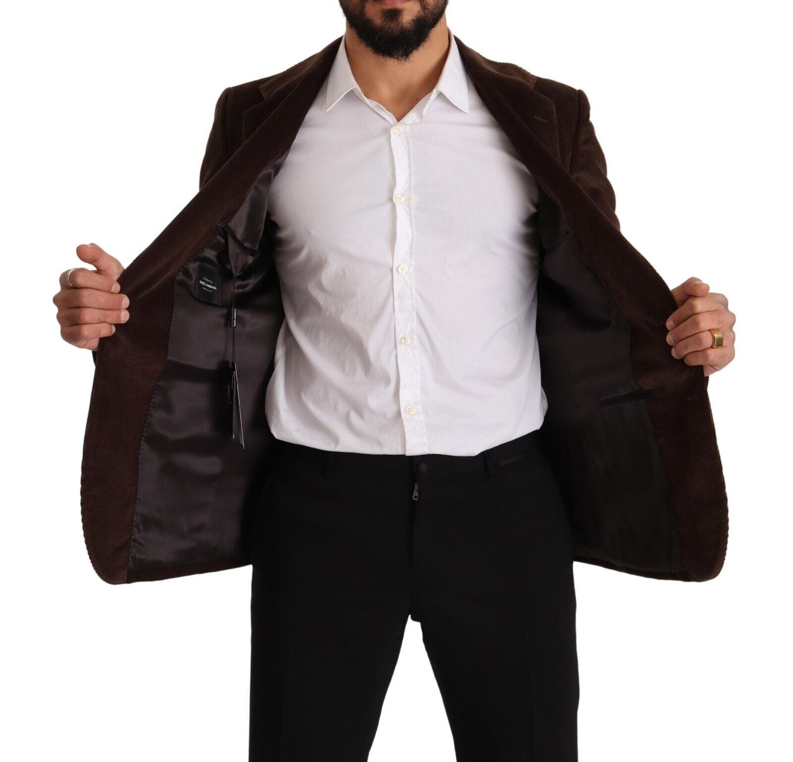 Dolce &amp; Gabbana Eleganter Slim Fit Blazer aus braunem Cord