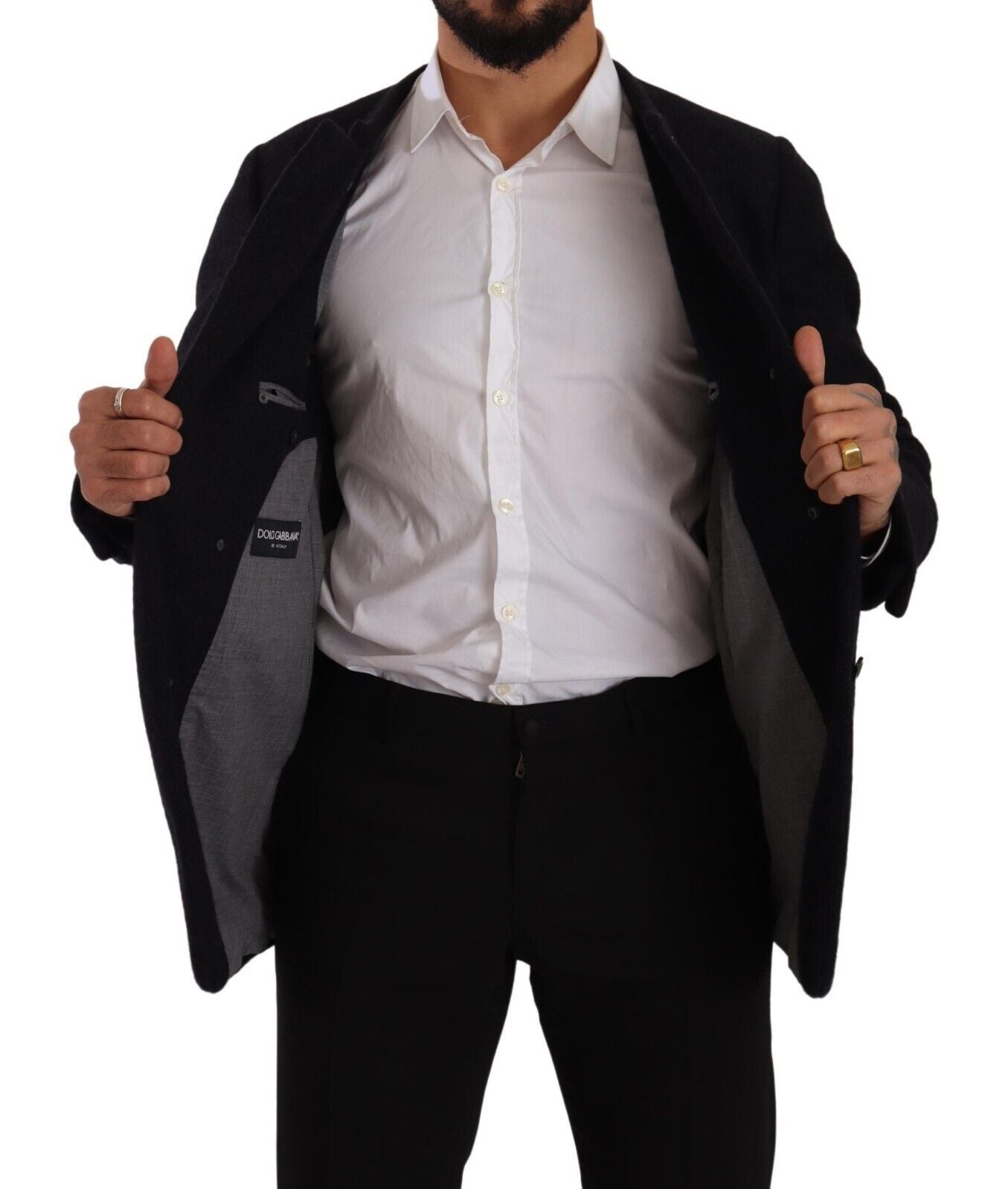 Dolce &amp; Gabbana Elegante dunkelgraue Jacke aus Alpaka-Mischgewebe