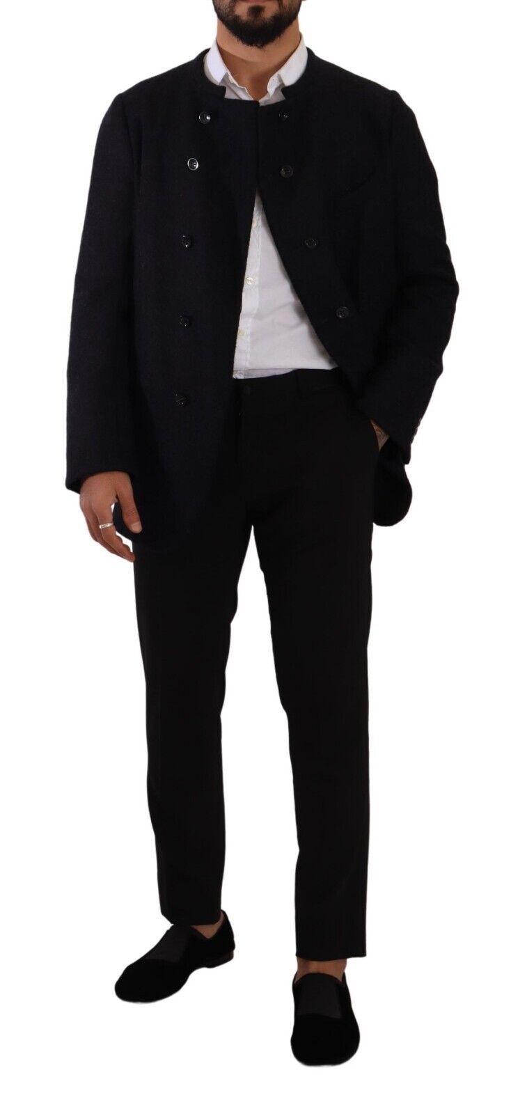Dolce &amp; Gabbana Elegante dunkelgraue Jacke aus Alpaka-Mischgewebe