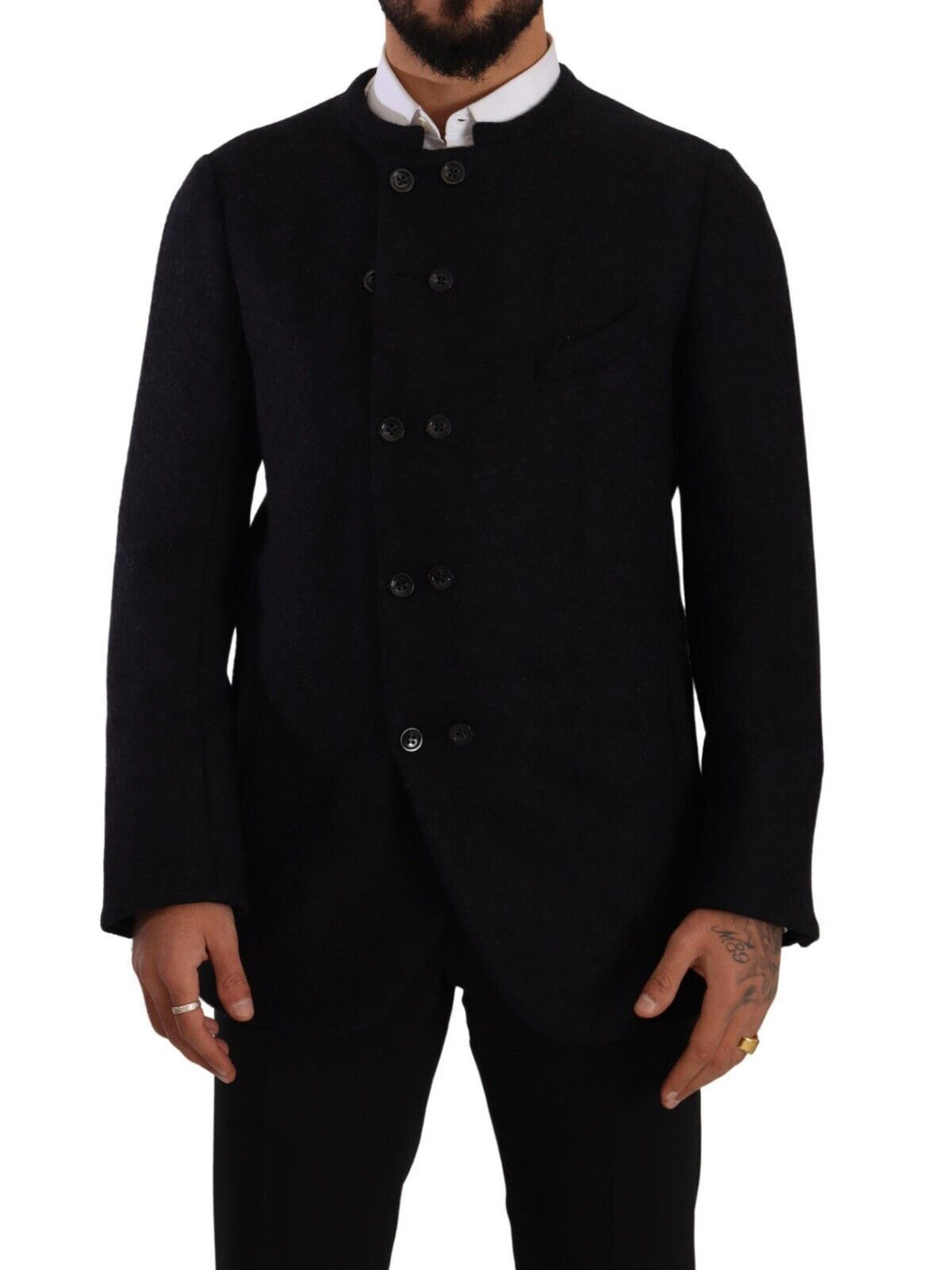 Dolce &amp; Gabbana Elegante dunkelgraue Jacke aus Alpaka-Mischgewebe
