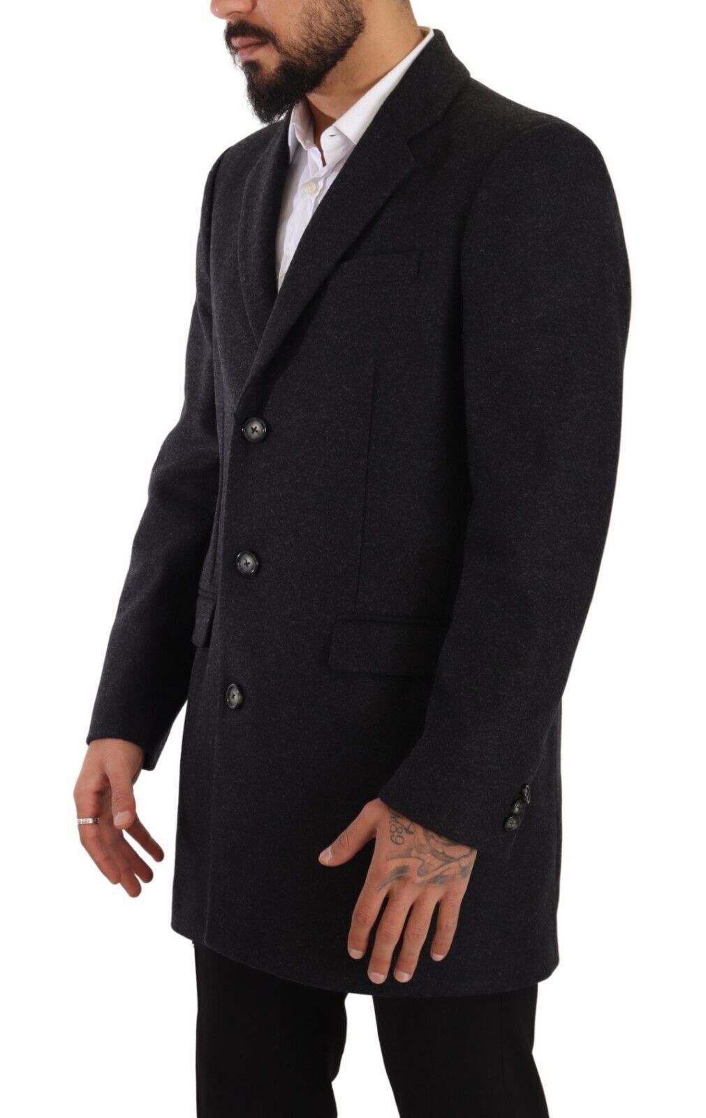 Dolce &amp; Gabbana Eleganter dunkelgrauer Wollmantel
