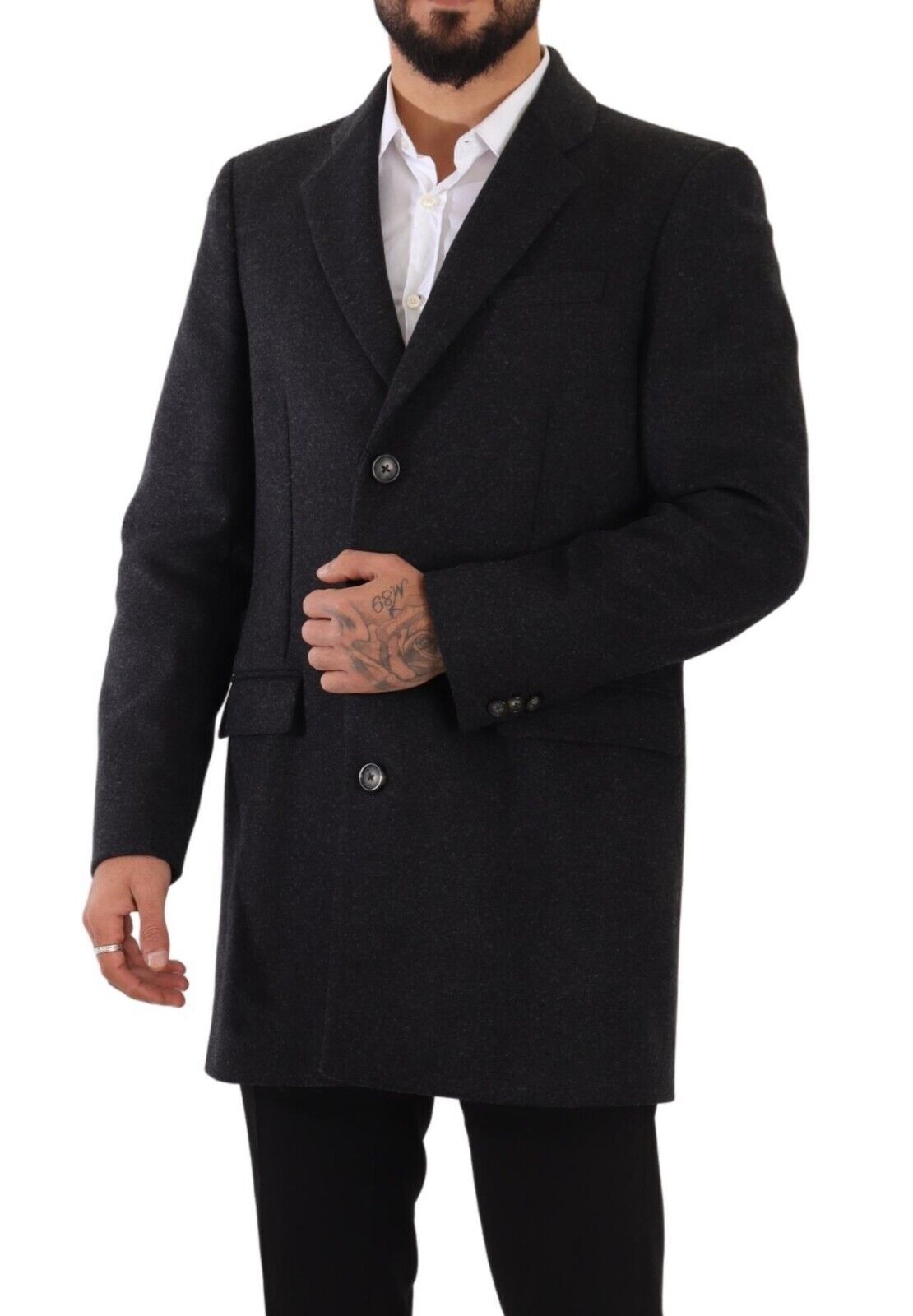 Dolce &amp; Gabbana Eleganter dunkelgrauer Wollmantel