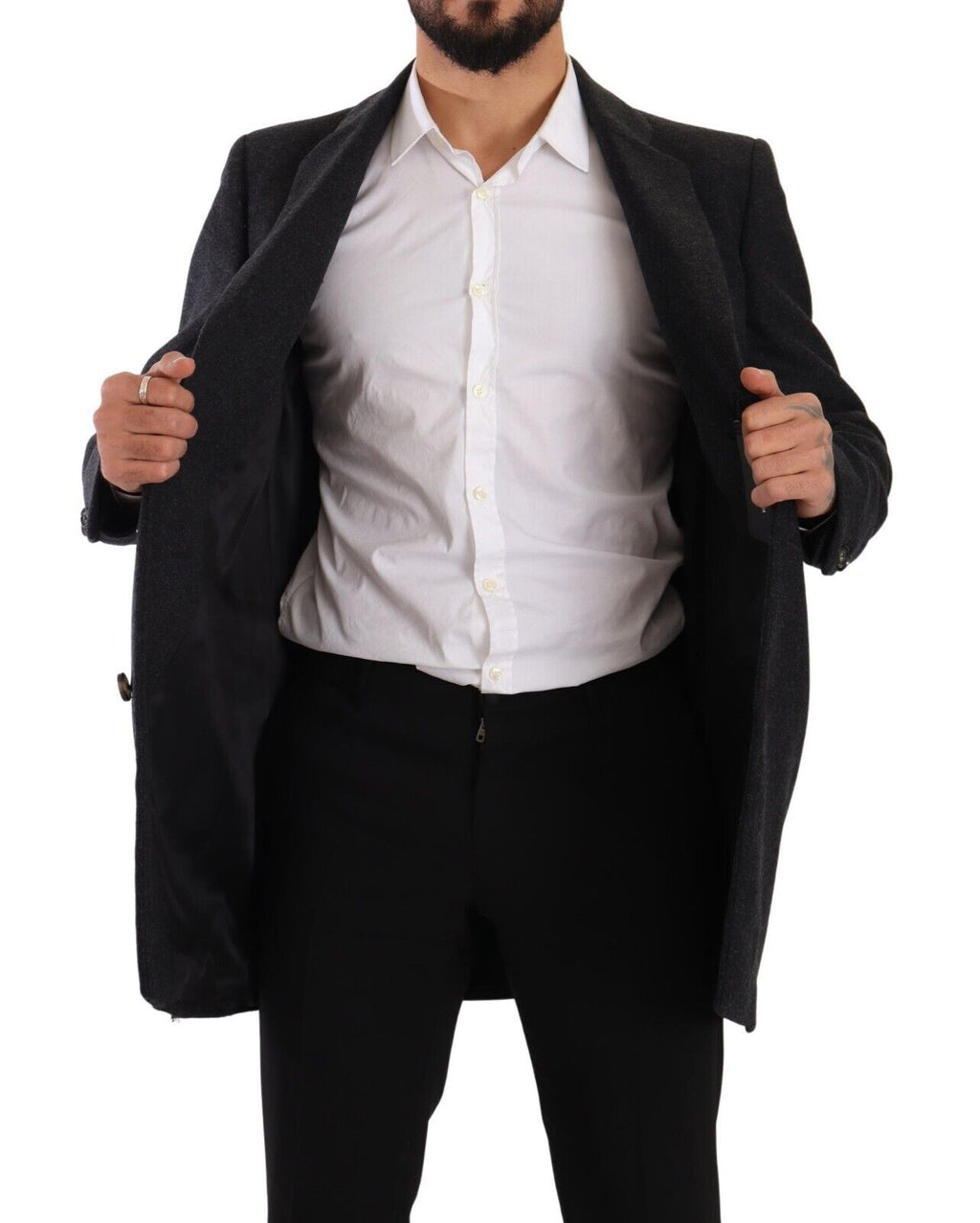 Dolce &amp; Gabbana Eleganter dunkelgrauer Wollmantel