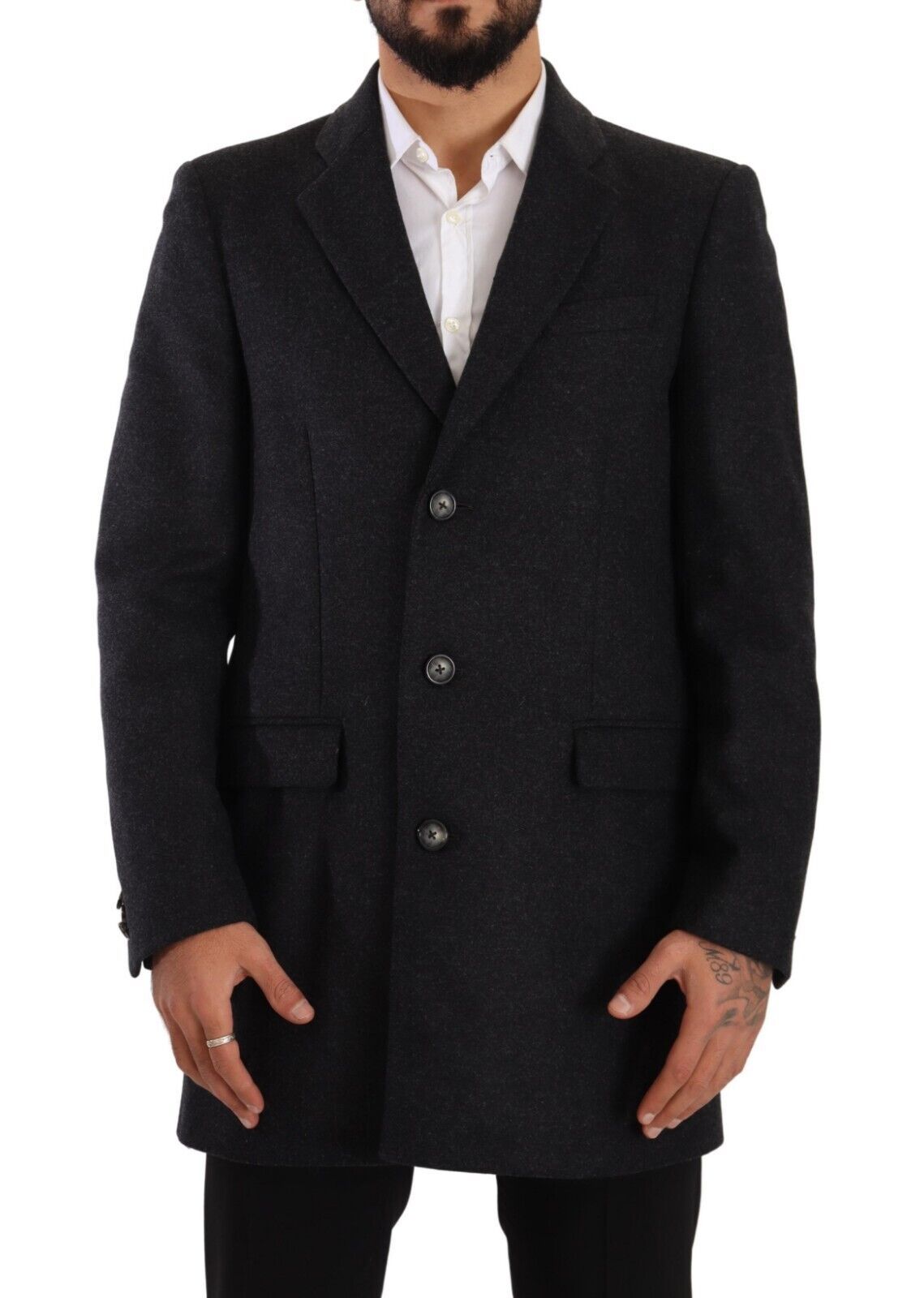 Dolce &amp; Gabbana Eleganter dunkelgrauer Wollmantel