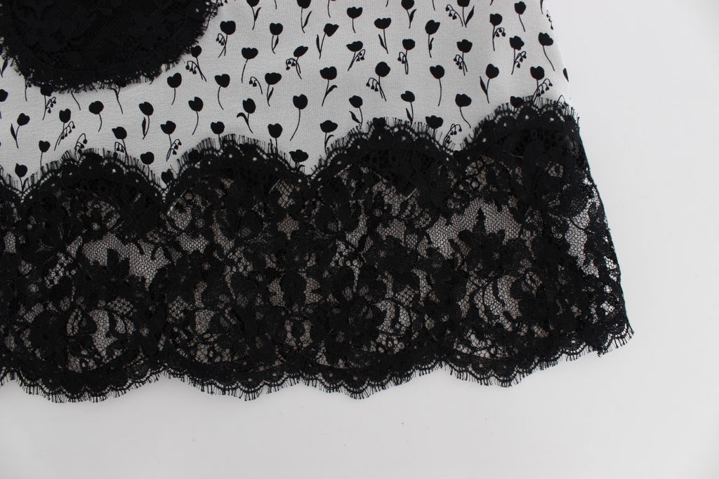 Dolce &amp; Gabbana Elegantes Seidenhemd aus floraler Spitze