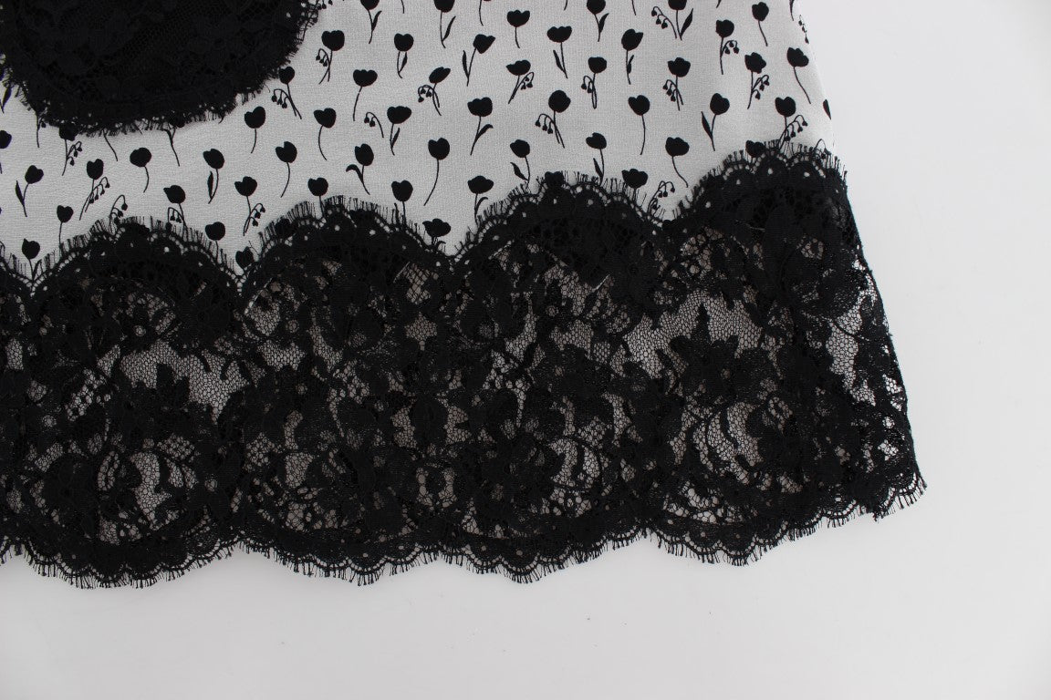 Dolce &amp; Gabbana Elegantes Seidenhemd aus floraler Spitze