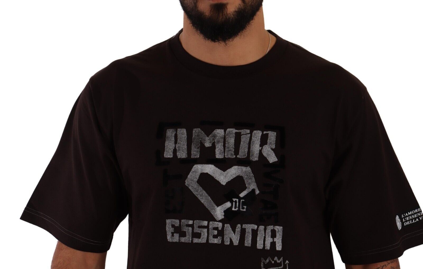 Dolce &amp; Gabbana – Elegantes, burgunderfarbenes L'Amore-T-Shirt mit Rundhalsausschnitt