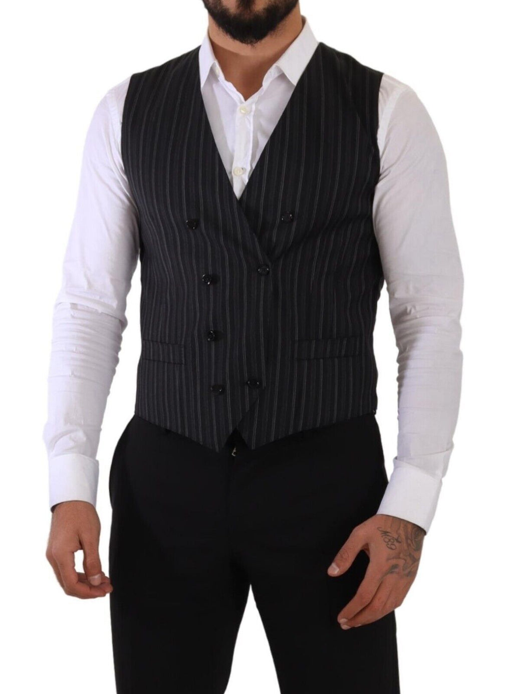 Dolce &amp; Gabbana Elegante gestreifte zweireihige Weste
