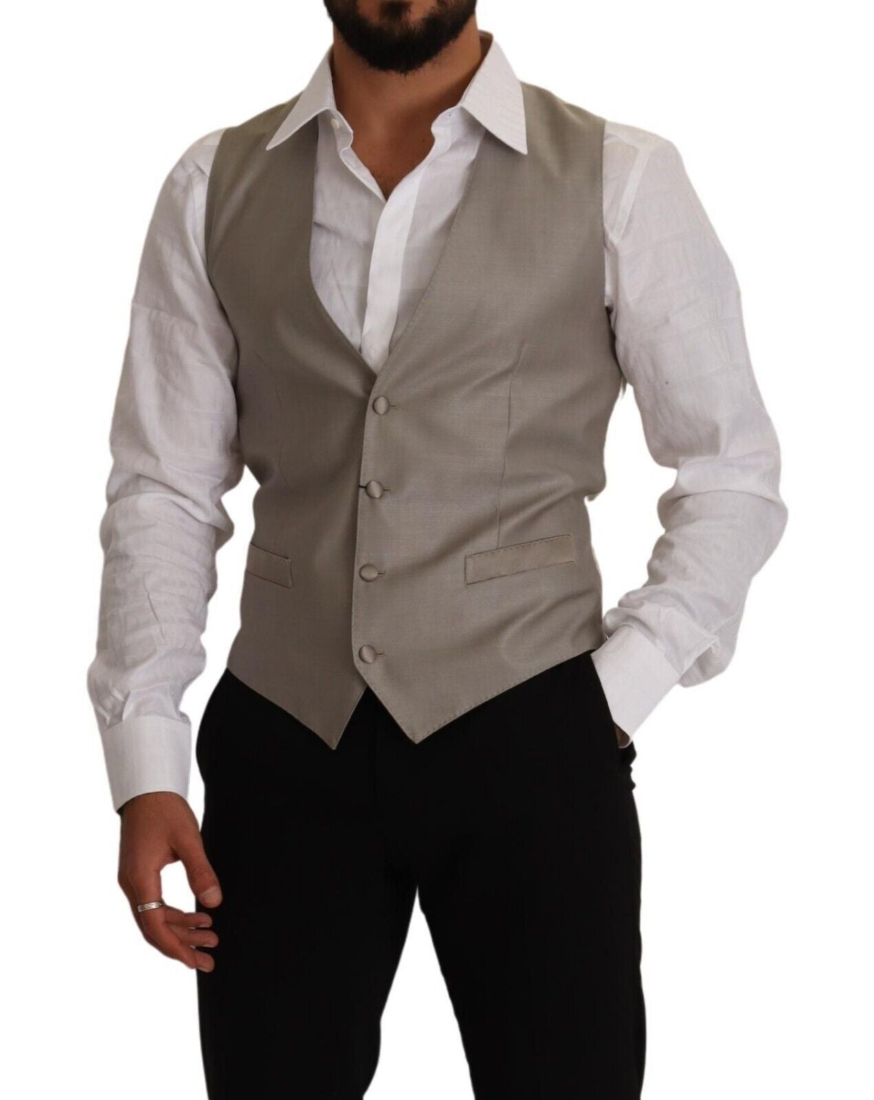 Dolce &amp; Gabbana – Elegante einreihige Weste in Beige