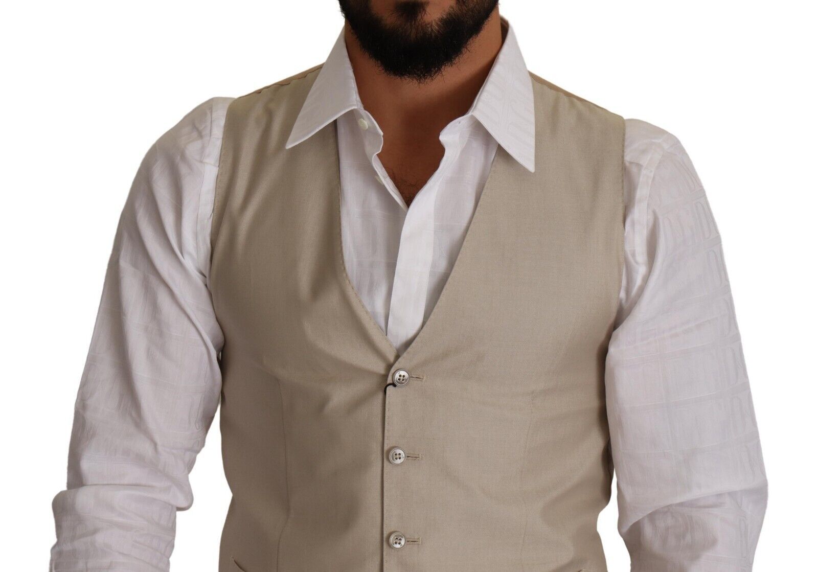 Dolce &amp; Gabbana – Beige Weste aus Baumwollseide für formelle Anlässe