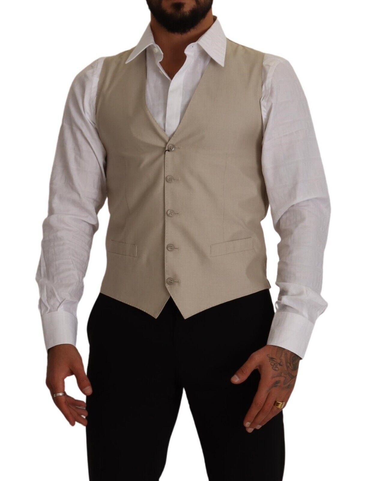 Dolce &amp; Gabbana – Beige Weste aus Baumwollseide für formelle Anlässe