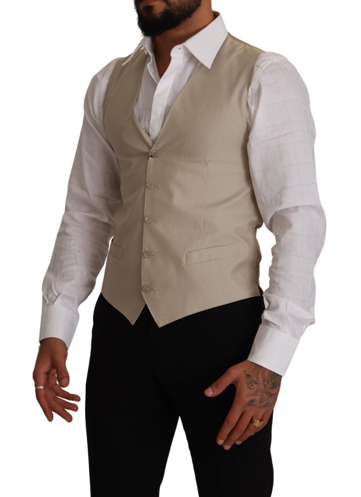 Dolce &amp; Gabbana – Beige Weste aus Baumwollseide für formelle Anlässe