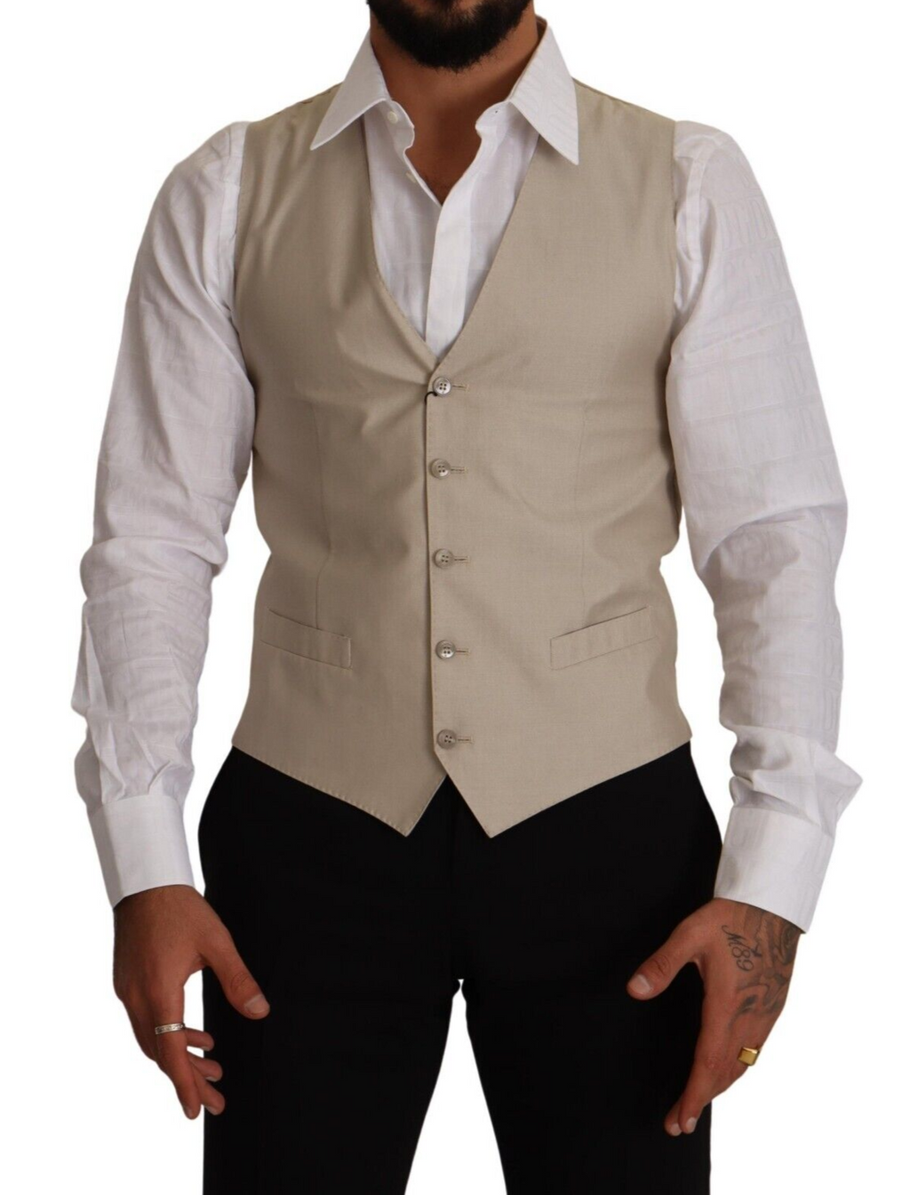 Dolce &amp; Gabbana – Beige Weste aus Baumwollseide für formelle Anlässe