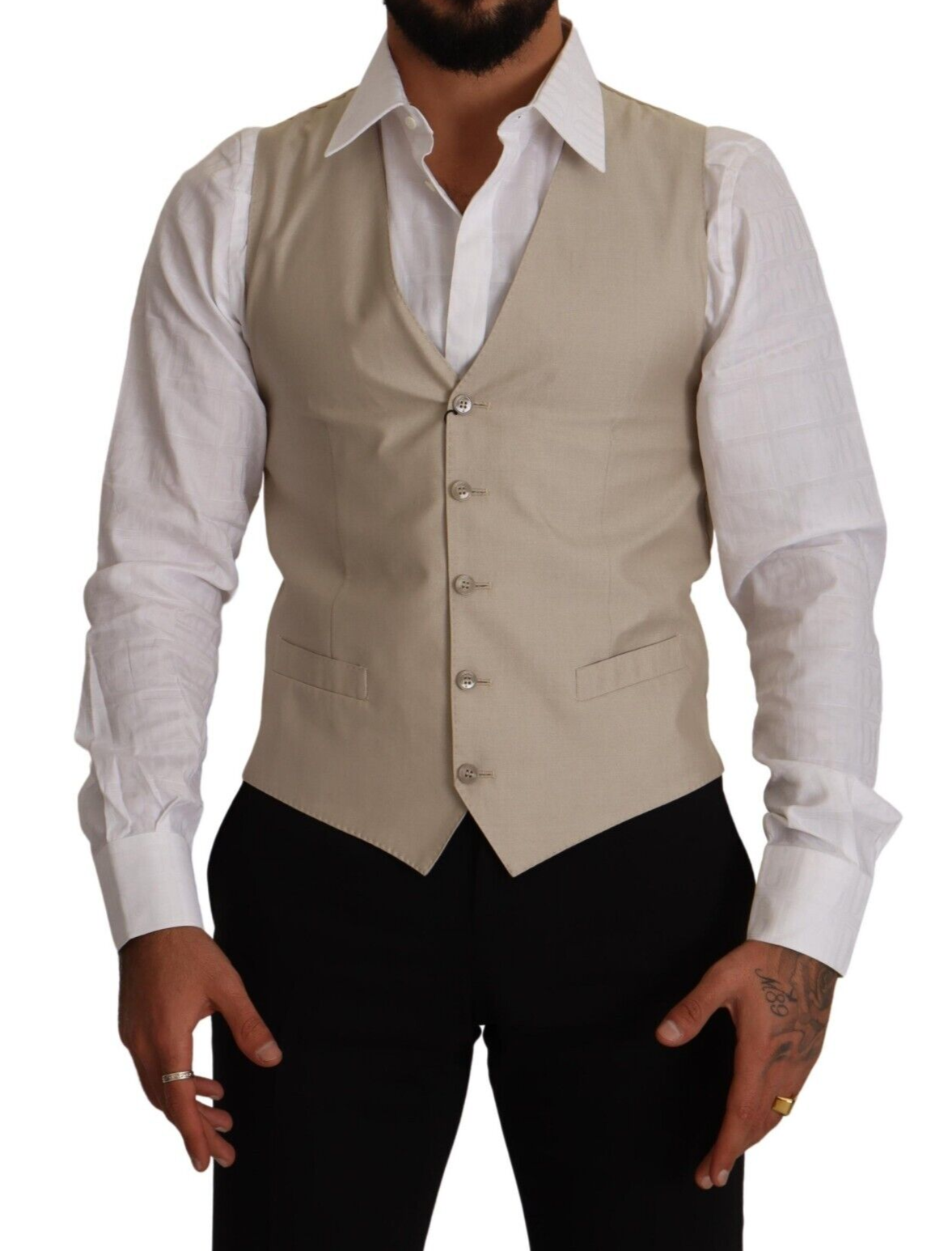 Dolce &amp; Gabbana – Beige Weste aus Baumwollseide für formelle Anlässe