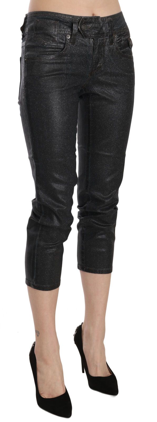 John Galliano – Schicke, schwarze Cropped-Jeans mit mittlerer Taille