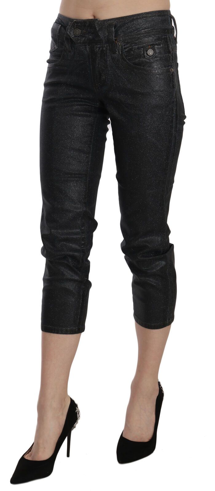 John Galliano – Schicke, schwarze Cropped-Jeans mit mittlerer Taille