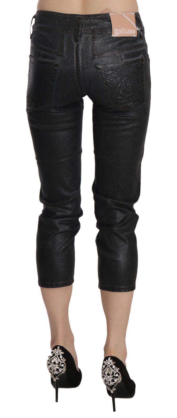 John Galliano – Schicke, schwarze Cropped-Jeans mit mittlerer Taille