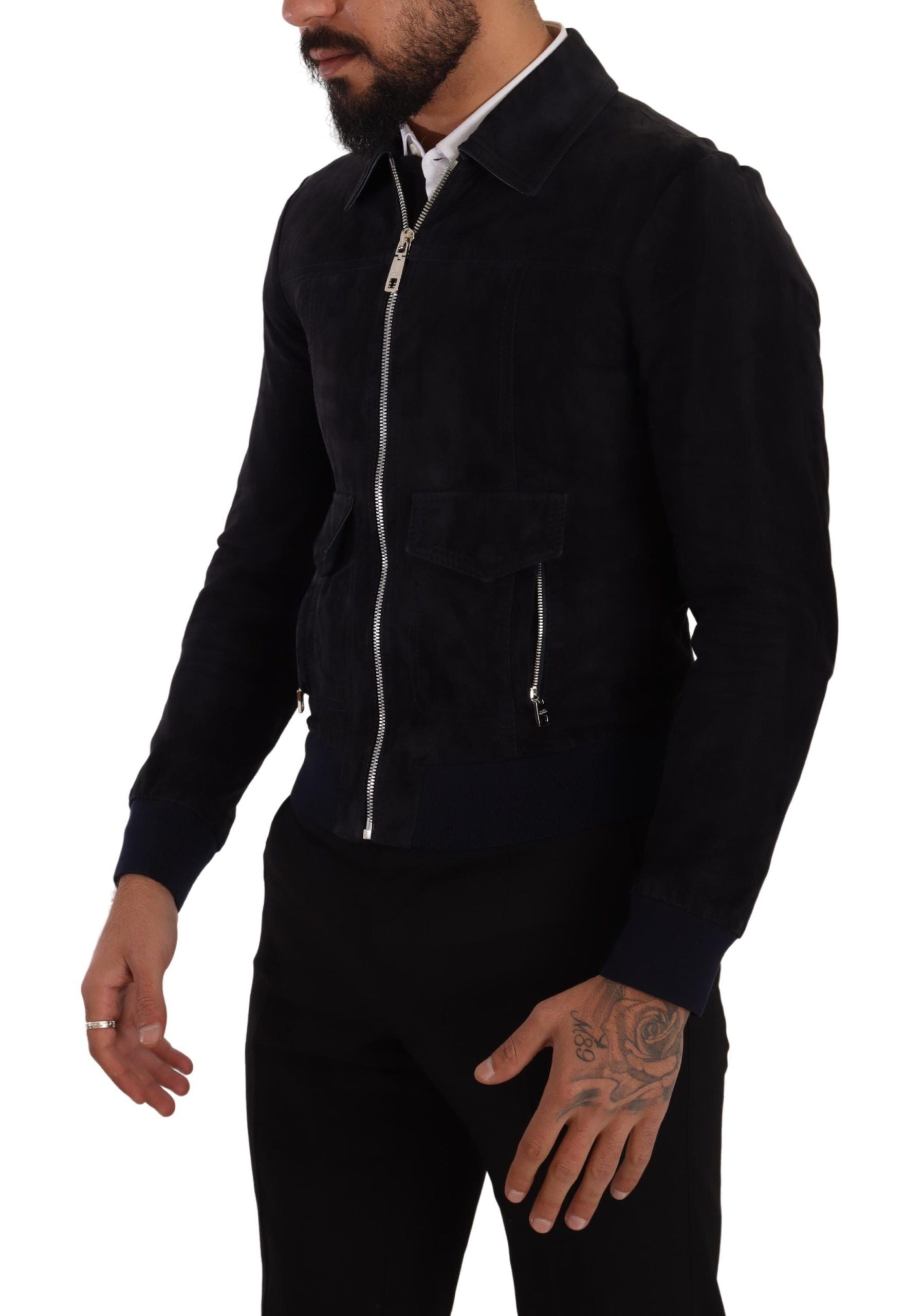 Dolce &amp; Gabbana Elegante blaue Wildleder-Kurzjacke