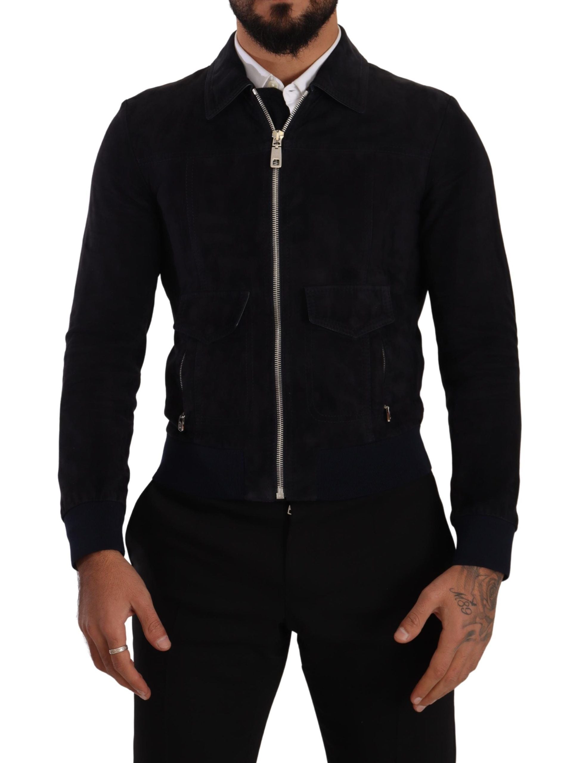 Dolce &amp; Gabbana Elegante blaue Wildleder-Kurzjacke