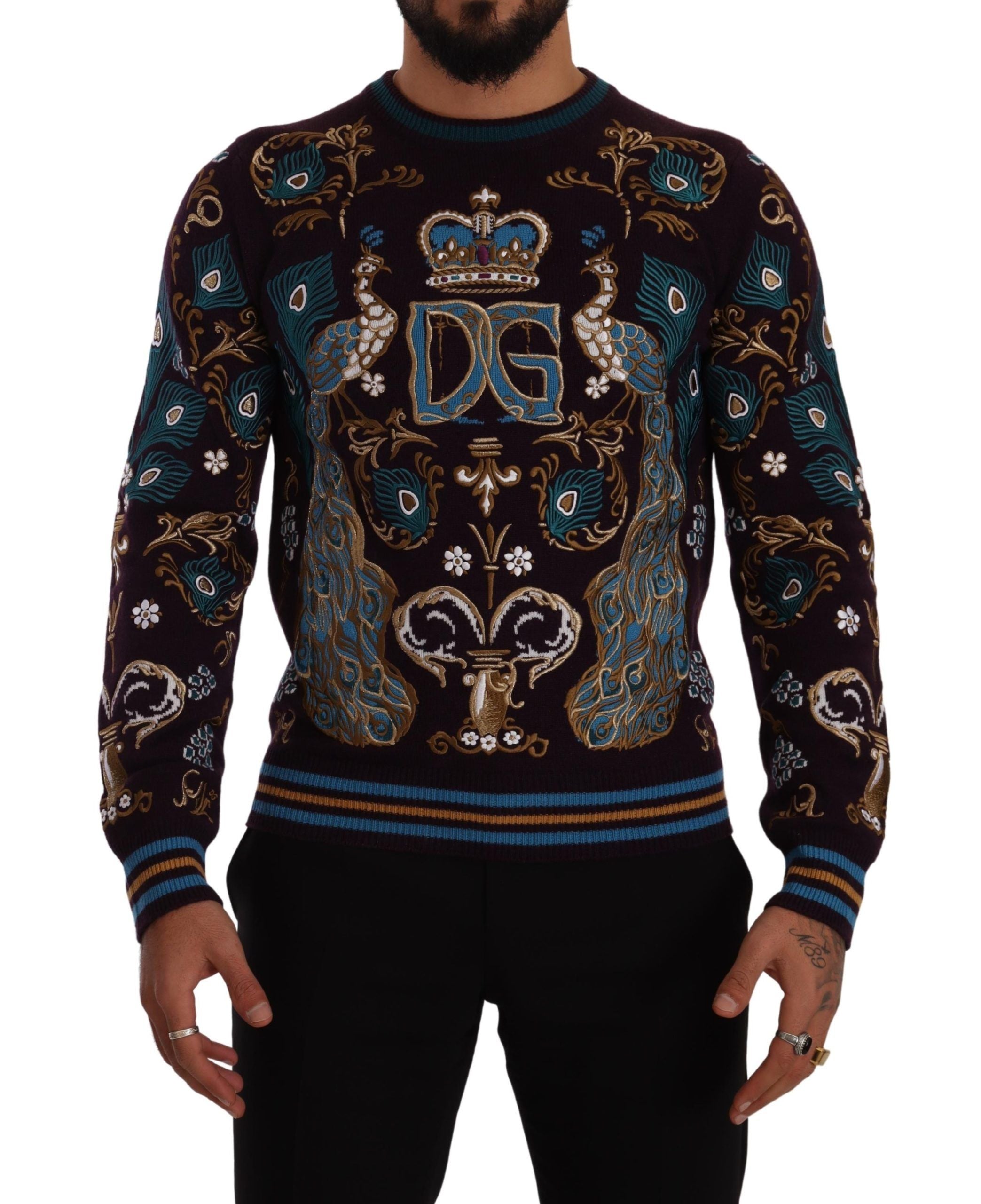Dolce &amp; Gabbana Eleganter Bordeaux-Kaschmirpullover mit Rundhalsausschnitt