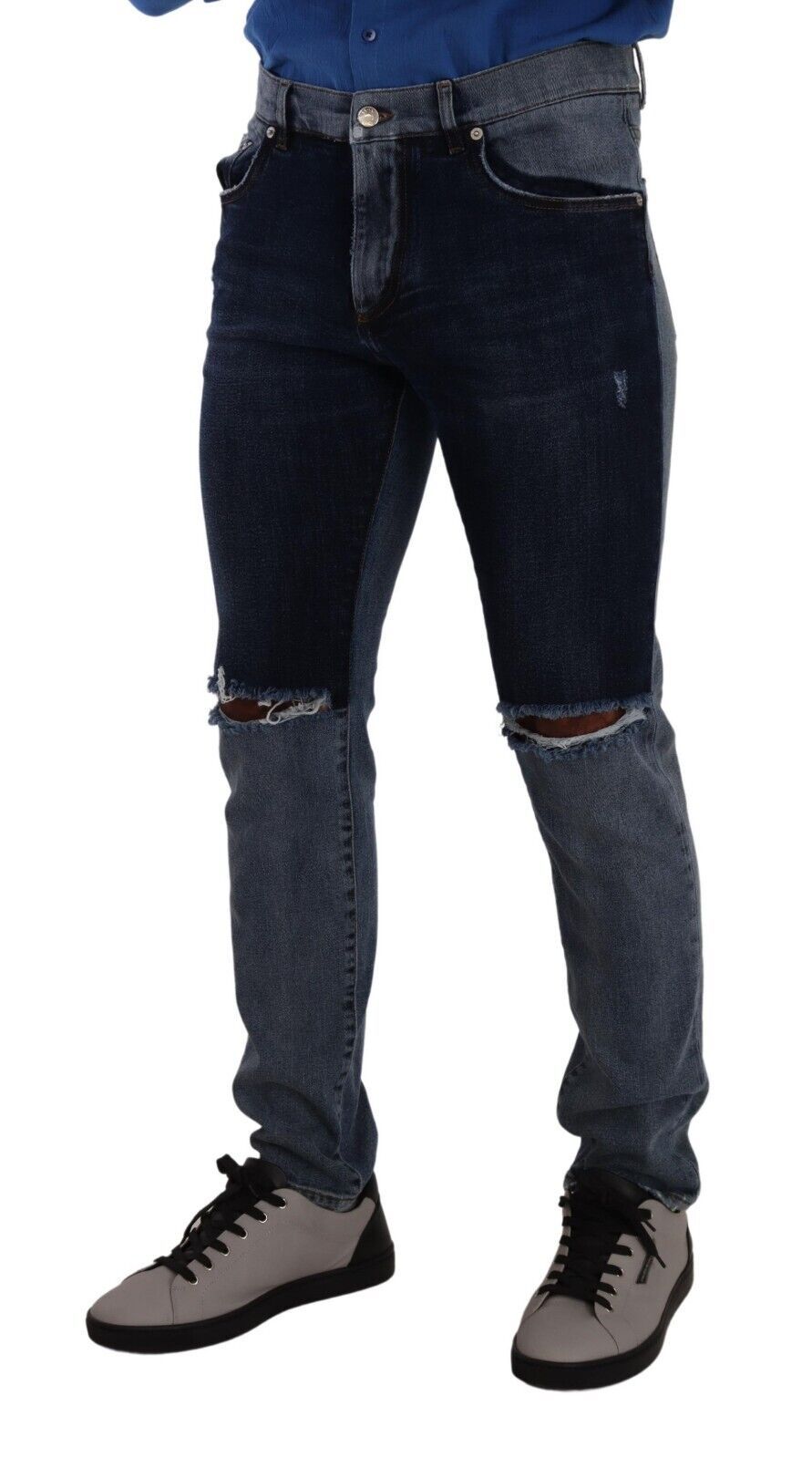 Dolce &amp; Gabbana Chic Slim Fit zerfetzter Denim