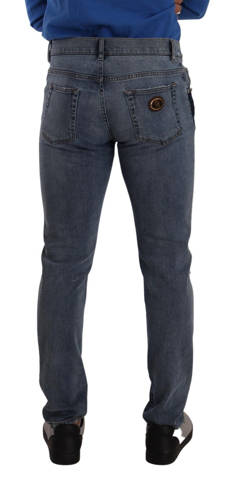Dolce &amp; Gabbana Chic Slim Fit zerfetzter Denim