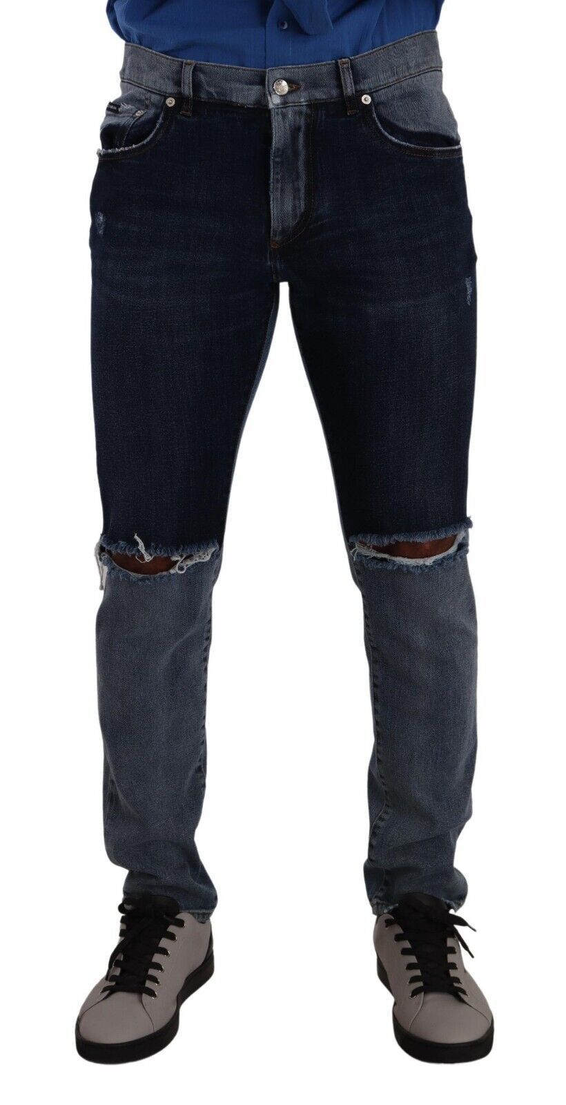 Dolce &amp; Gabbana Chic Slim Fit zerfetzter Denim
