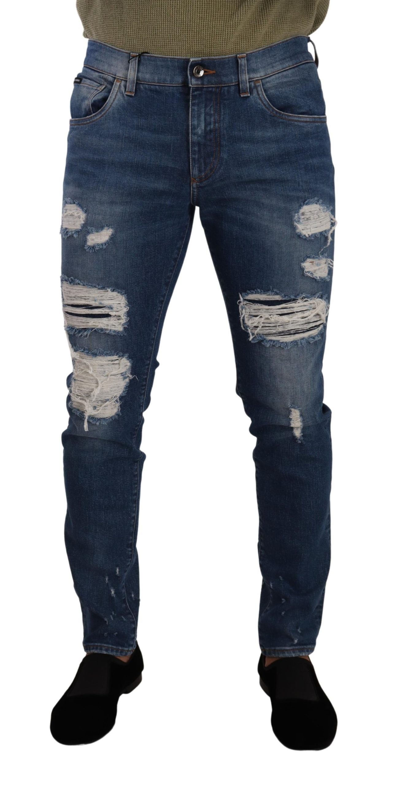 Dolce &amp; Gabbana – Elegante Slim-Fit-Jeans im Used-Look