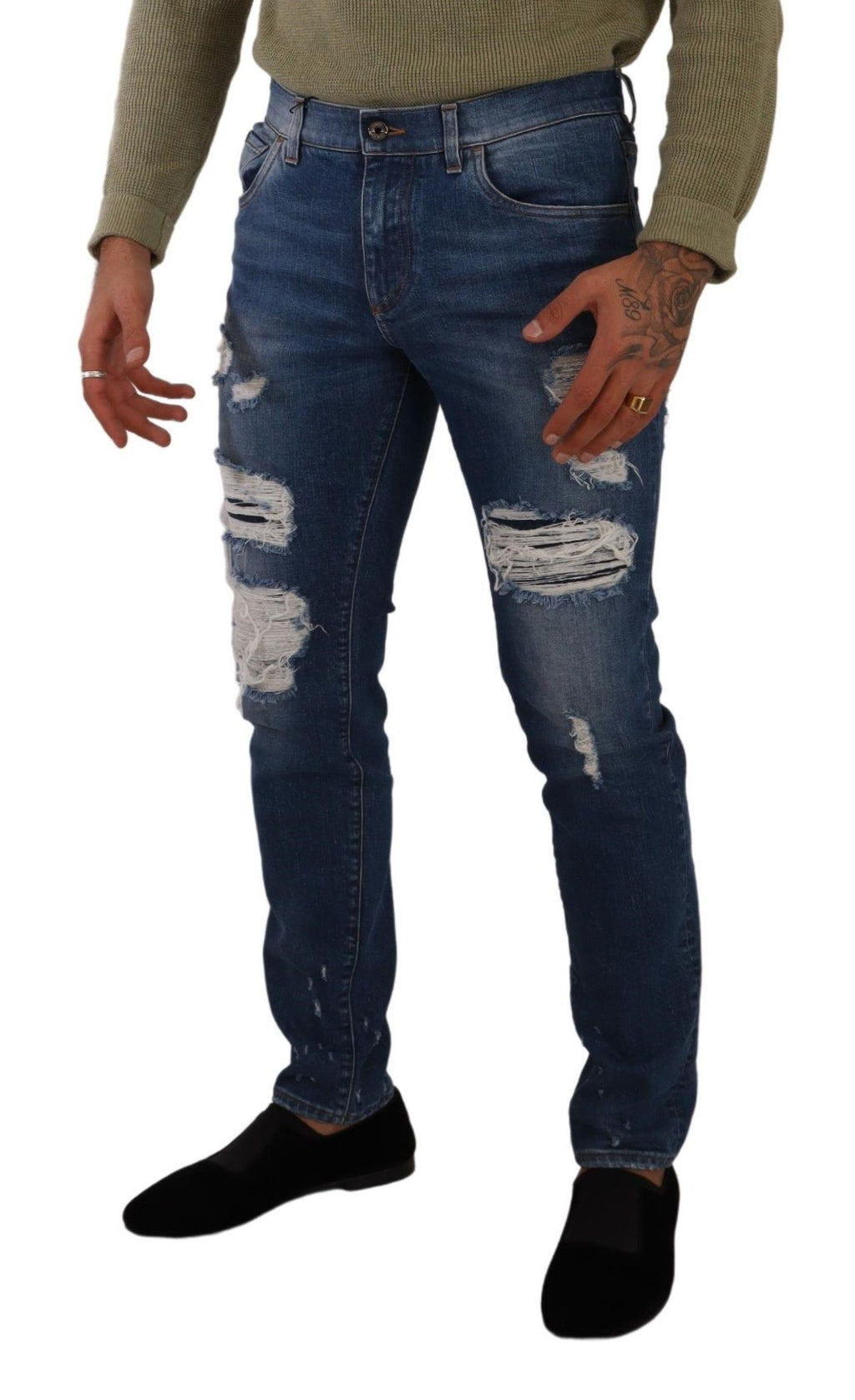 Dolce &amp; Gabbana – Elegante Slim-Fit-Jeans im Used-Look