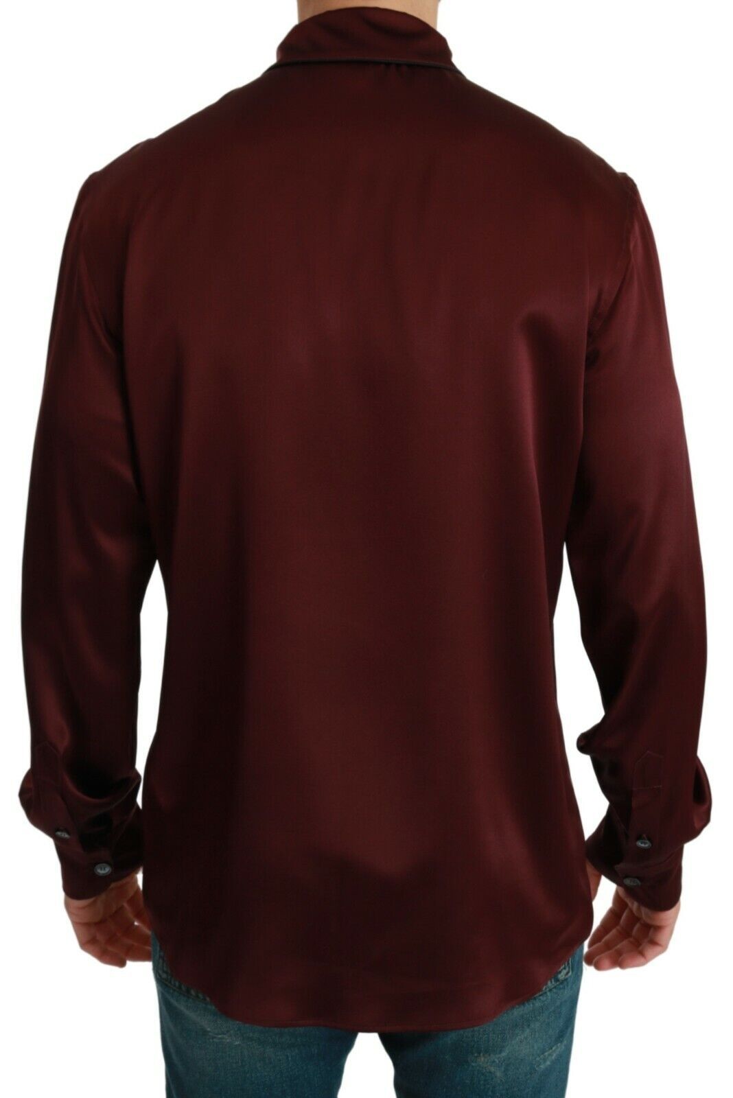 Dolce &amp; Gabbana Bordeaux Seidenpyjama-inspiriertes Hemd