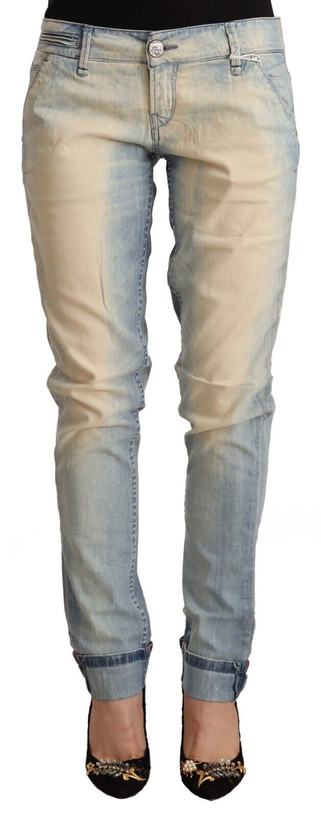 Acht Chic Hellblaue Skinny-Jeans aus Baumwolle