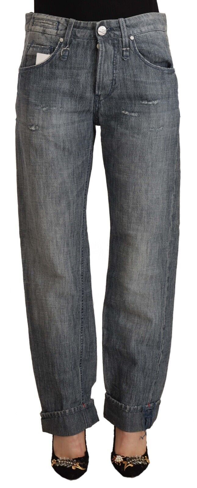 Acht Chic – Grau verwaschene Straight-Cut-Jeans