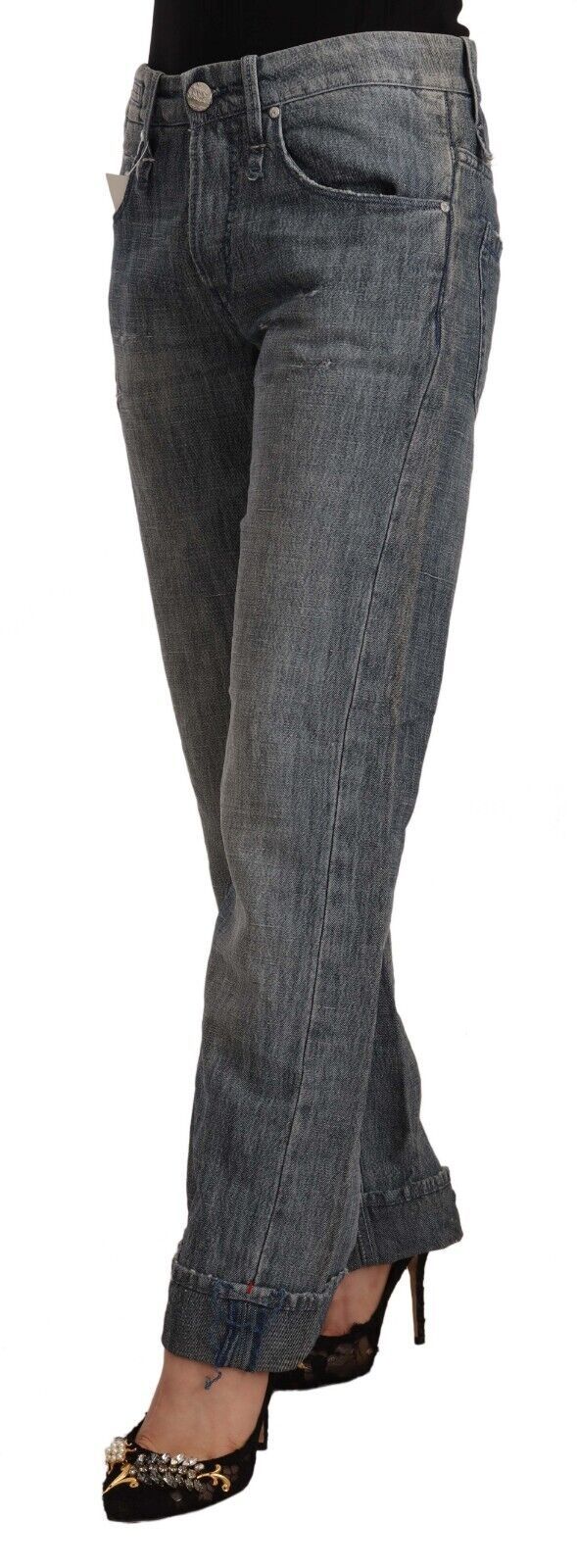 Acht Chic – Grau verwaschene Straight-Cut-Jeans