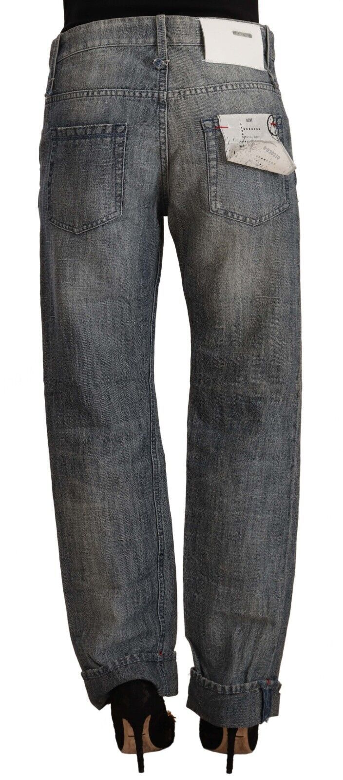 Acht Chic – Grau verwaschene Straight-Cut-Jeans