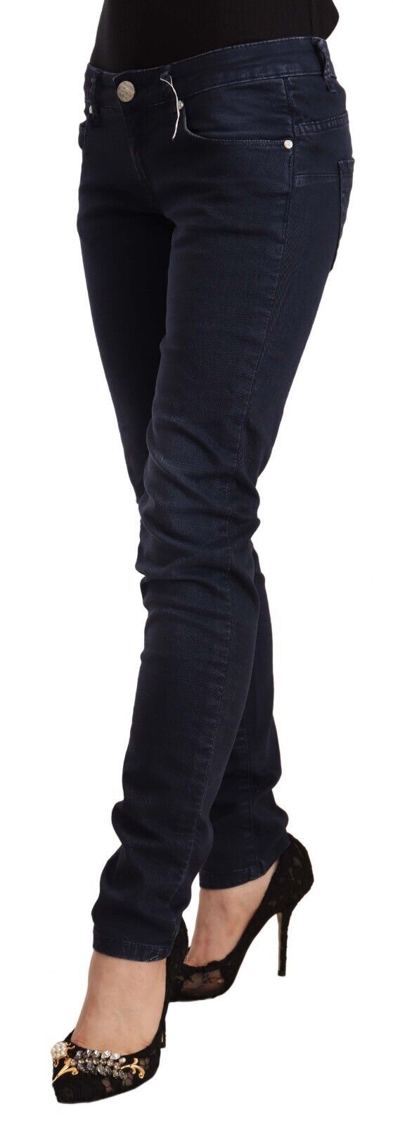 Acht Chic – Skinny-Jeans mit niedriger Taille in Blau