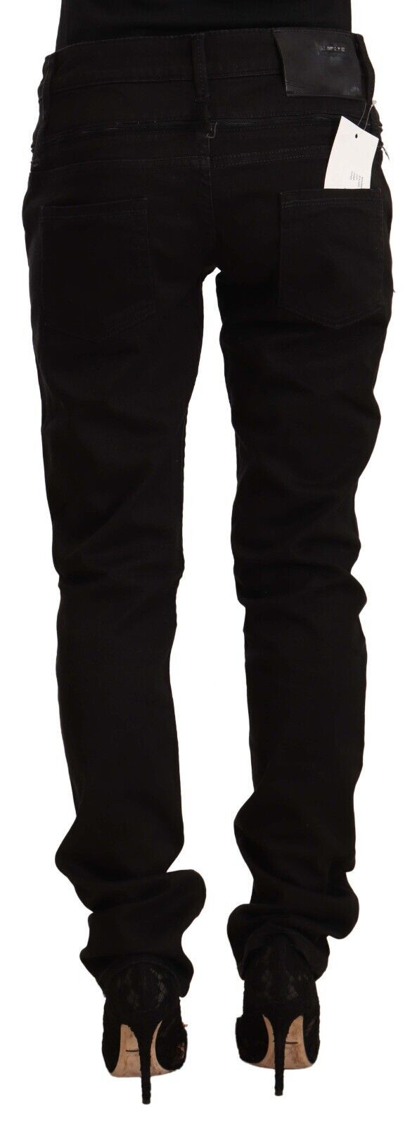 Acht Chic Schwarze Skinny Jeans mit niedriger Taille