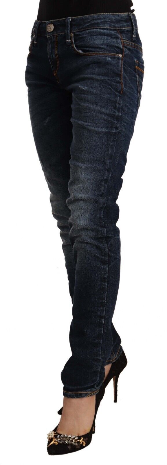Acht Chic Slim Fit gewaschener Blauer Denim