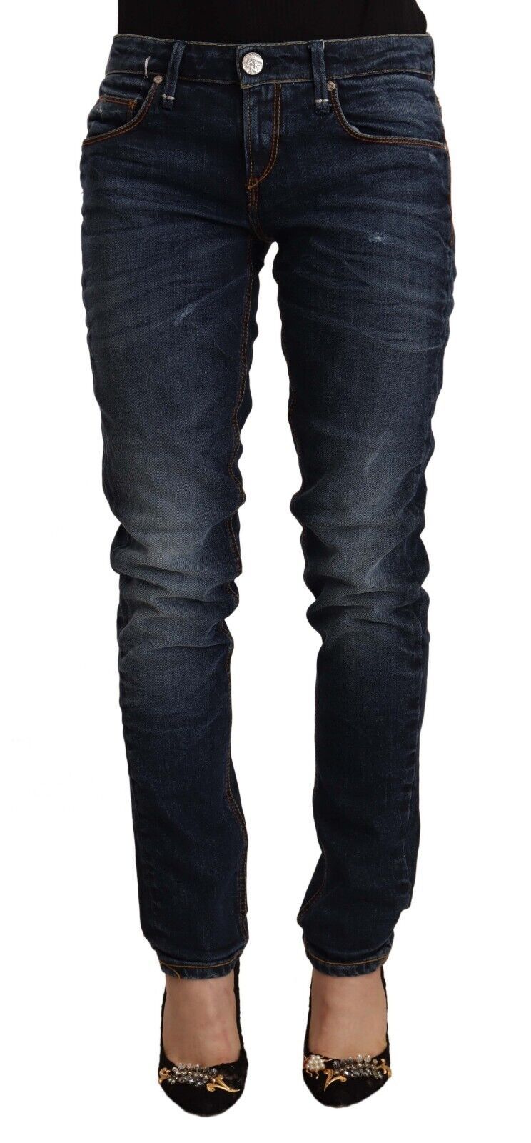 Acht Chic Slim Fit gewaschener Blauer Denim