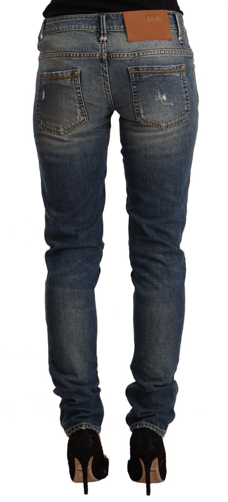 Acht – Blau verwaschene Skinny-Jeans aus Baumwollmischung