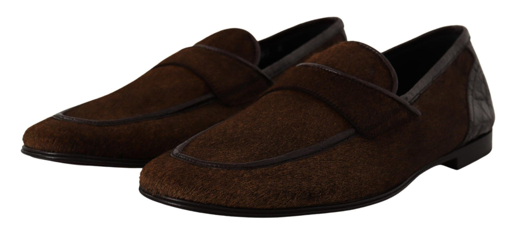 Dolce &amp; Gabbana Elegante Loafer aus braunem Kaimanleder