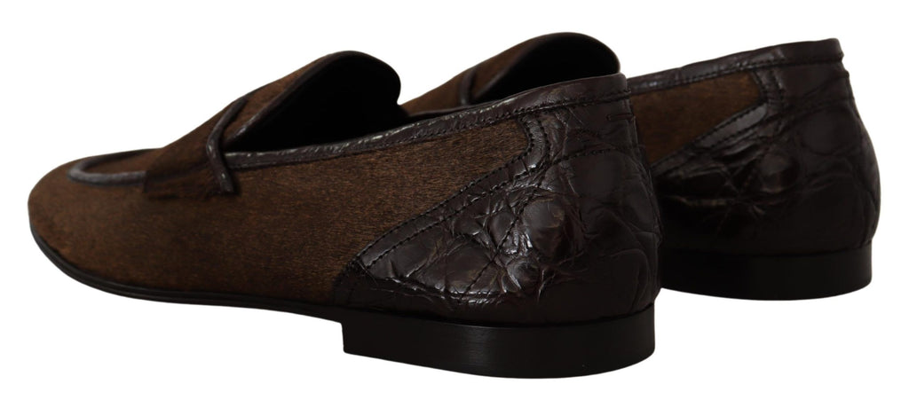 Dolce &amp; Gabbana Elegante Loafer aus braunem Kaimanleder