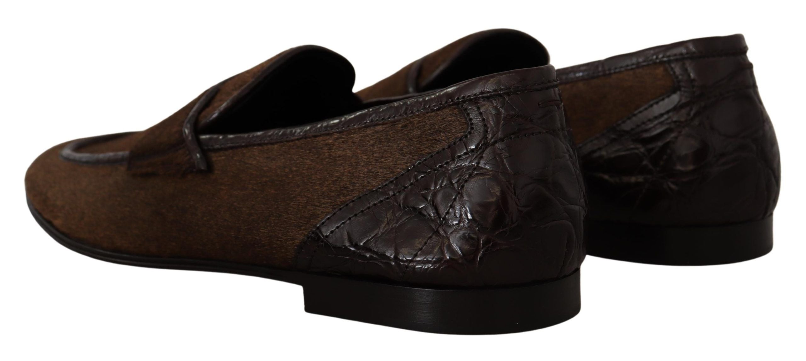 Dolce &amp; Gabbana Elegante Loafer aus braunem Kaimanleder