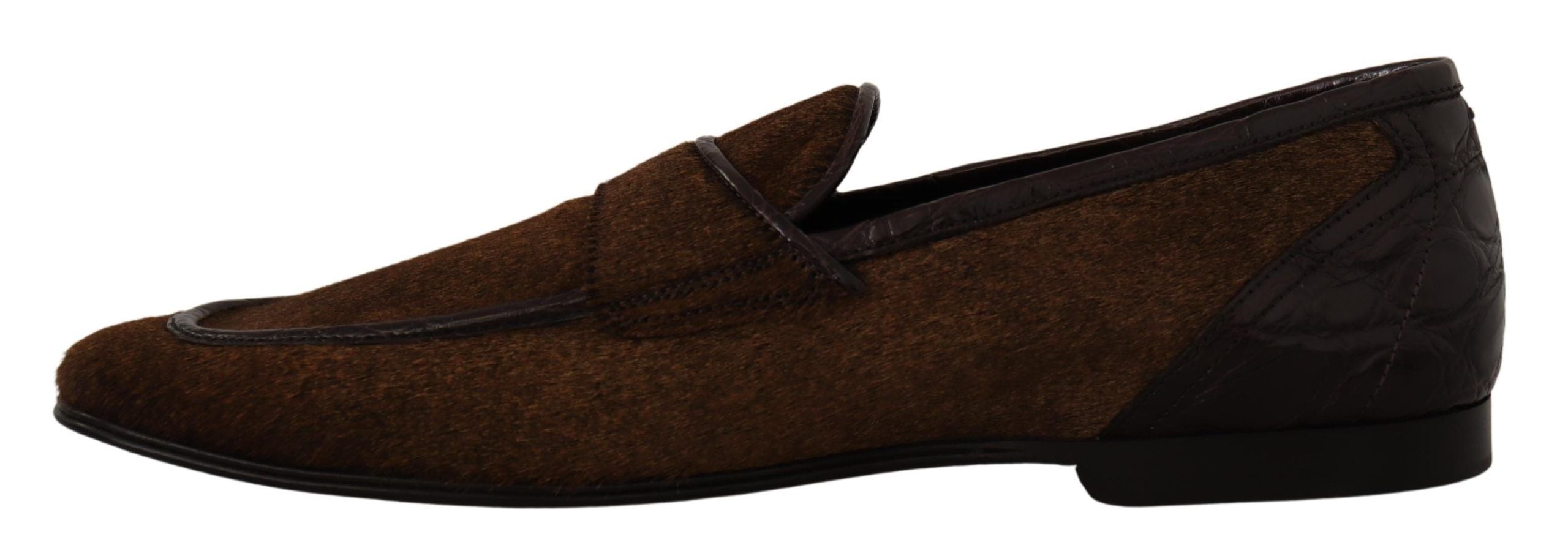 Dolce &amp; Gabbana Elegante Loafer aus braunem Kaimanleder