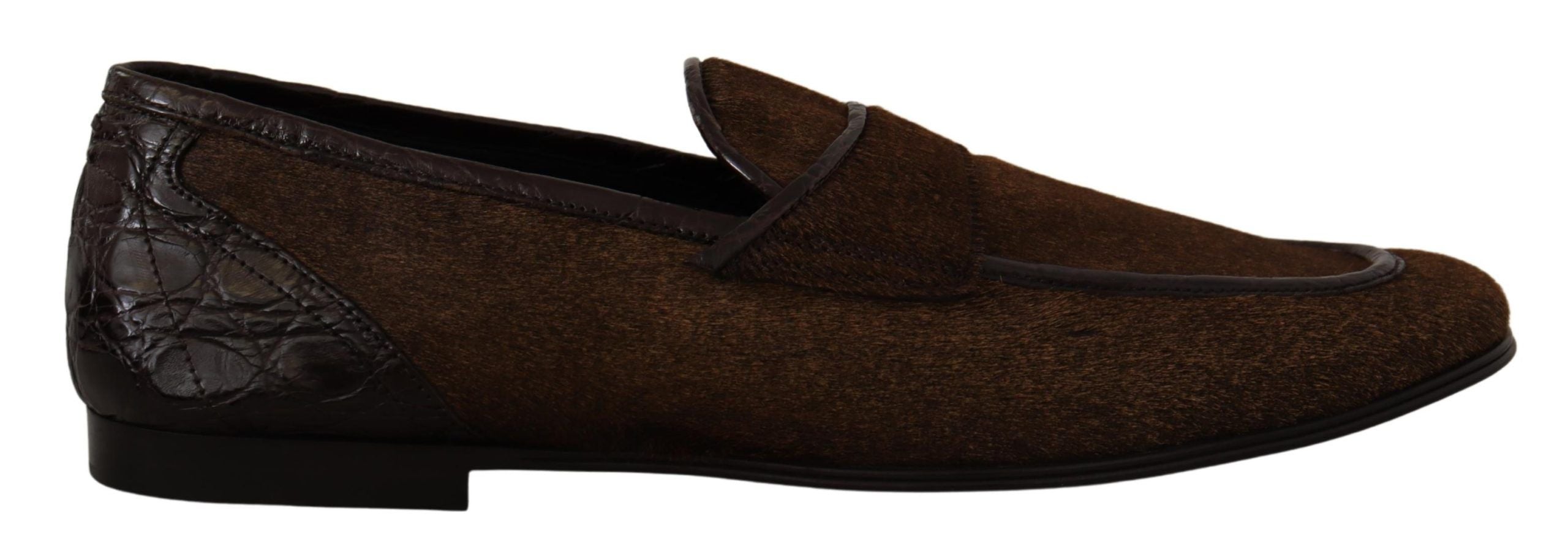 Dolce &amp; Gabbana Elegante Loafer aus braunem Kaimanleder