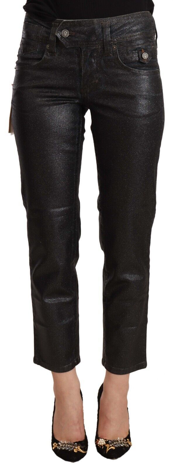 John Galliano Chic Schwarze Glitzer-Shorts