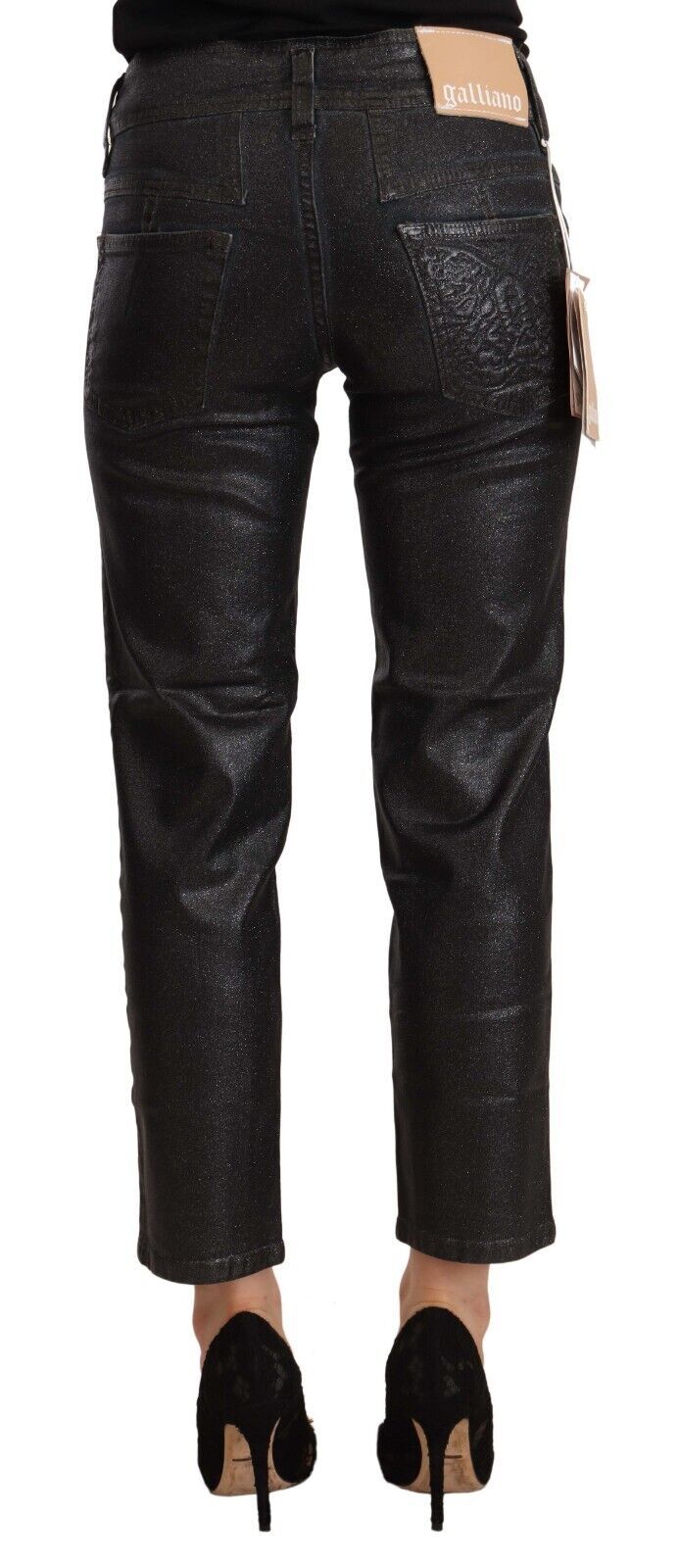 John Galliano Chic Schwarze Glitzer-Shorts