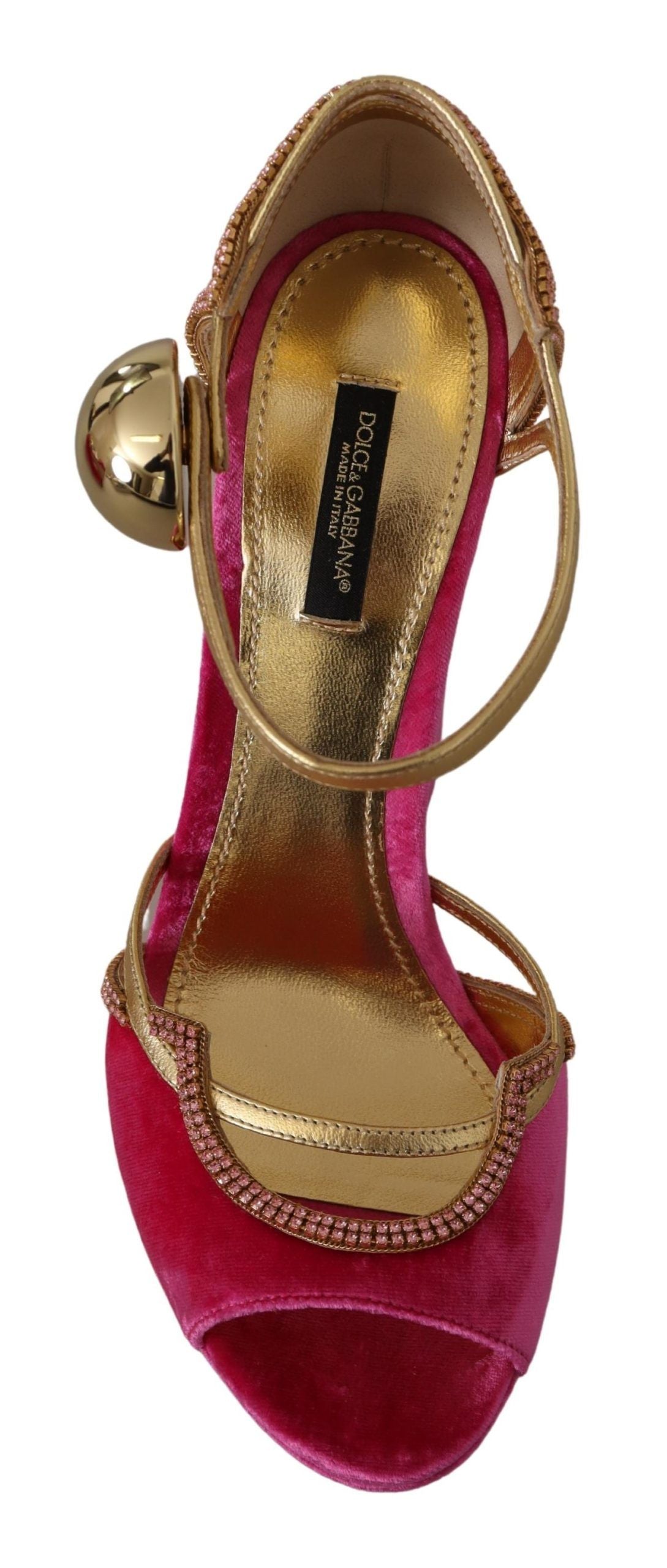 Dolce &amp; Gabbana – Ätherische Sandalen aus rosa Samt mit Kristallen