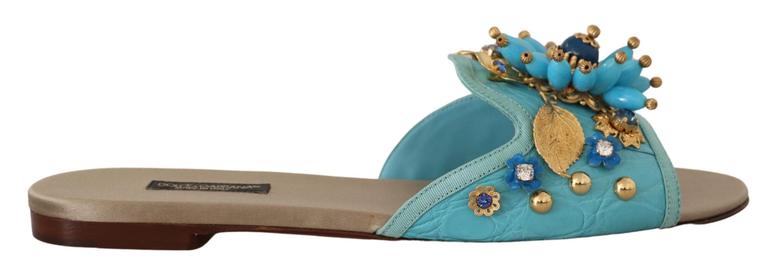 Dolce &amp; Gabbana – Exquisite Sandalen aus exotischem Leder mit Kristallverzierung