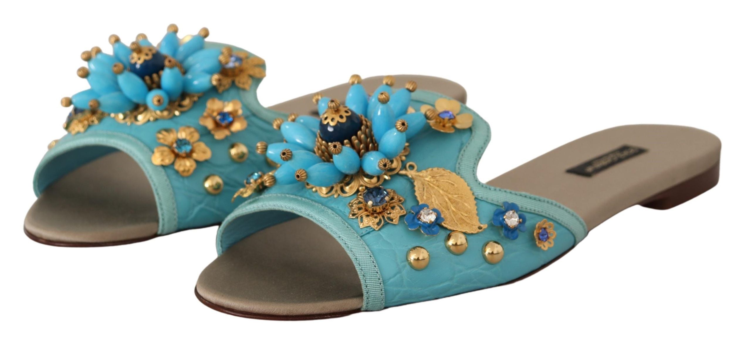 Dolce &amp; Gabbana – Exquisite Sandalen aus exotischem Leder mit Kristallverzierung