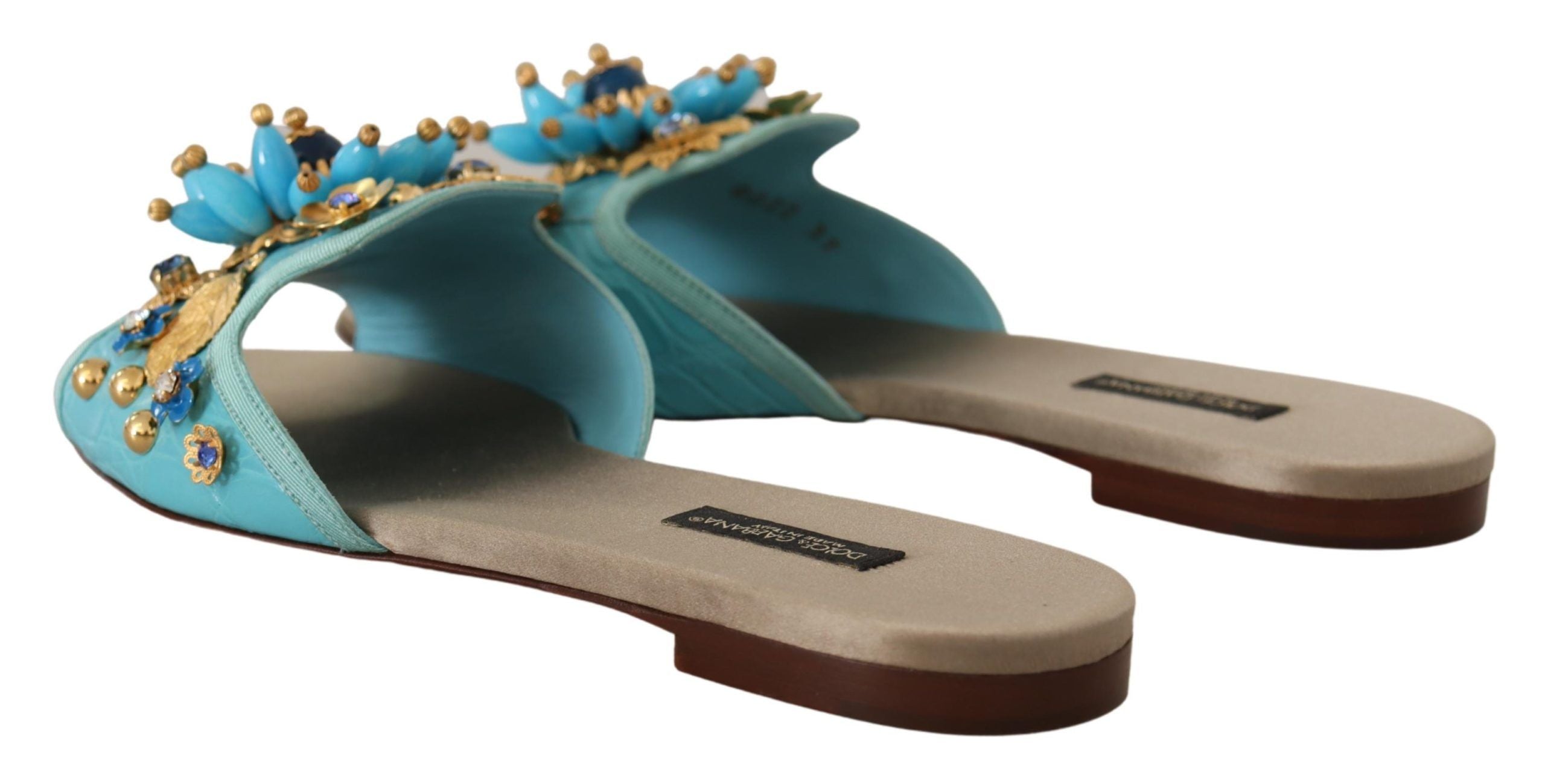 Dolce &amp; Gabbana – Exquisite Sandalen aus exotischem Leder mit Kristallverzierung